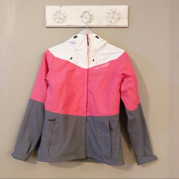 Helly Hansen Jackets & Blazers - Helly Hansen Pink Gray White Jacket with Hood